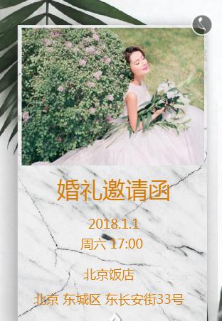 大理石金色热带❤️婚礼请柬